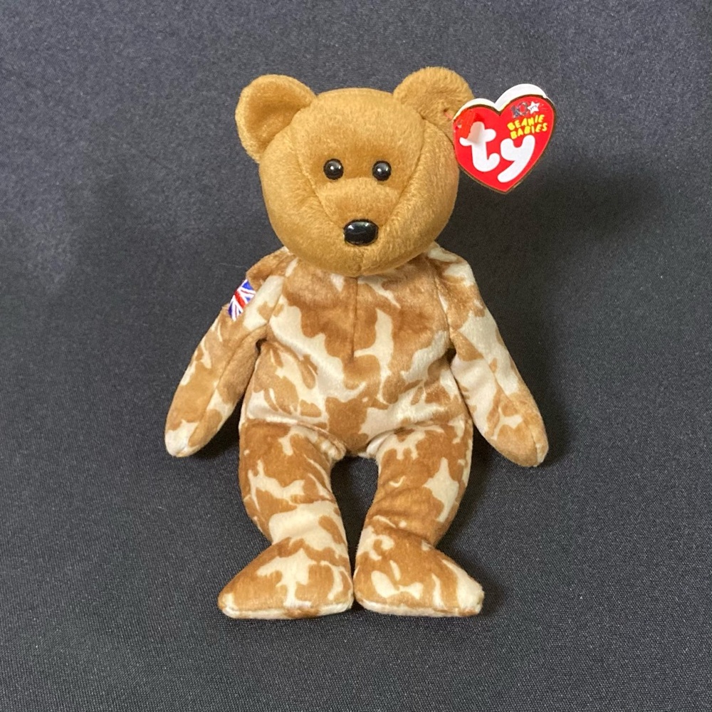⭐️ RARE Vintage 2003 Hero The Soldier Bear UK Exclusive Version Ty Beanie Baby